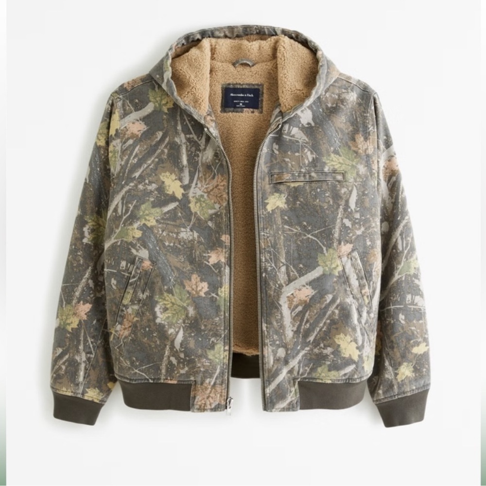 Abercrombie and Fitch green camo work wear jacket size Large NWT